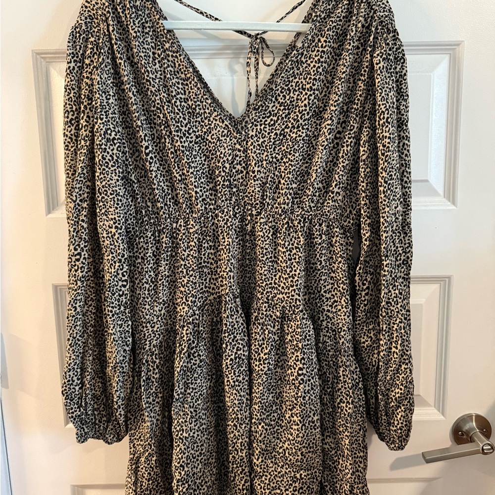 Leopard Print V-Neck Dress